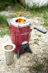 Smokehouse Moto portable camping stove with dual burners for high-power and simmering.