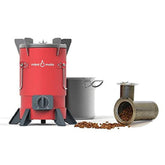 Smokehouse Moto smokeless wood-fired stove for camping cooking without propane.