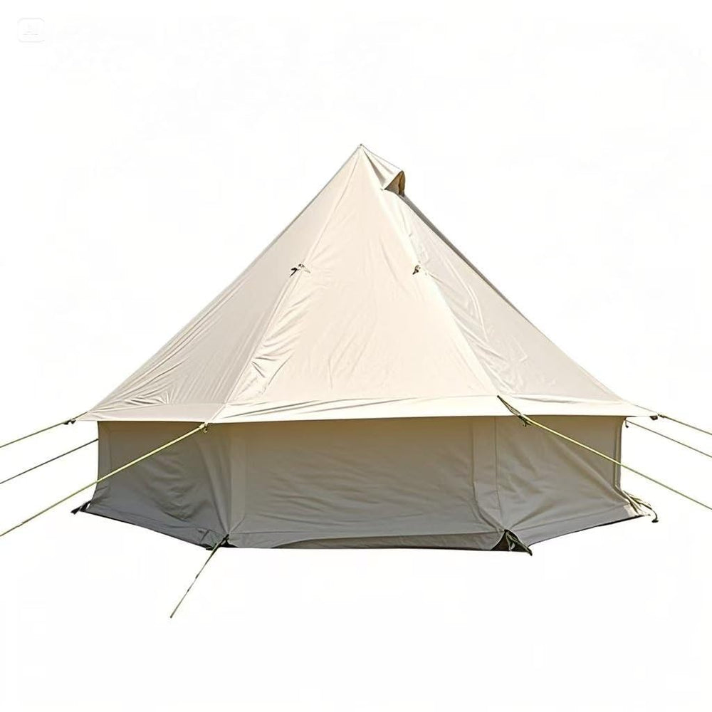 Smootor spacious yurt interior with ample headroom for family camping comfort.