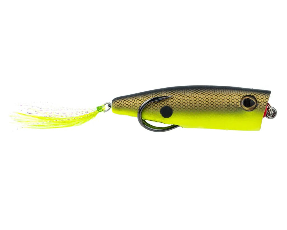 Snag Proof Zoo Pop Topwater Lure with cupped mouth creates loud pops.