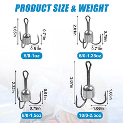 Weighted treble hook 10/0 size
