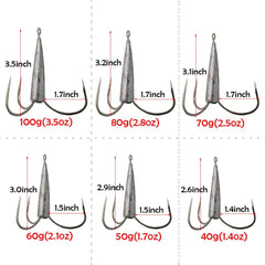 Treble hook size 70g (2.5oz)