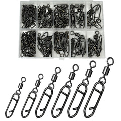 70-piece box of fishing speed clips with barrel swivel, size 4