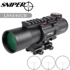 Sniper LS4X40 prism scope side profile demonstrates rugged form and all-weather durability.