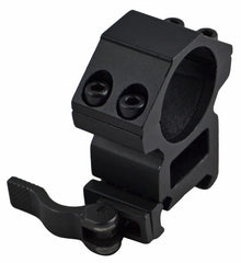 SNIPER Quick Detach Picatinny scope rings front view showing 1-inch mounting capability for rapid reaiming.