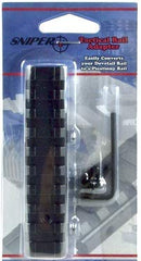 Sniper rail mount adapter demonstrates dovetail to picatinny conversion for versatile setups.