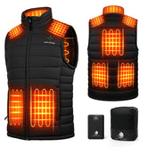 SNOW LEOPARD heated vest front view with battery pack for all-day warmth