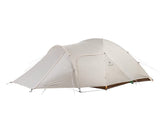 Snow Peak Amenity Dome with outer vestibule for extra storage and sheltered entry.