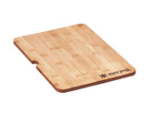 Snow Peak bamboo insert for Iron Grill Table expands prep and serving space