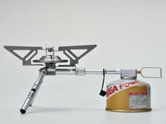 Snow Peak BiPod Stove 11,600 BTU delivers rapid boils for coffee and meals.