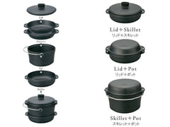 Snow Peak Cast Iron Duo Cooker lid aiding heat retention for faster simmering