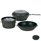 Snow Peak CS-600 Punk Cooker with twin pots ready for campfire cooking