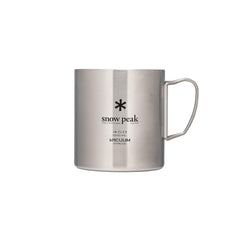 Snow Peak double-wall mug top view highlighting compact design for travel