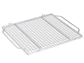 Snow Peak Grill Medium side view highlights durable chrome-coated steel for campfire cooking