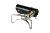 Snow Peak Home & Camp Burner folded for compact storage, ideal for travel.