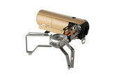 Snow Peak home-and-camp burner in khaki showcases compact design for easy camping meals.