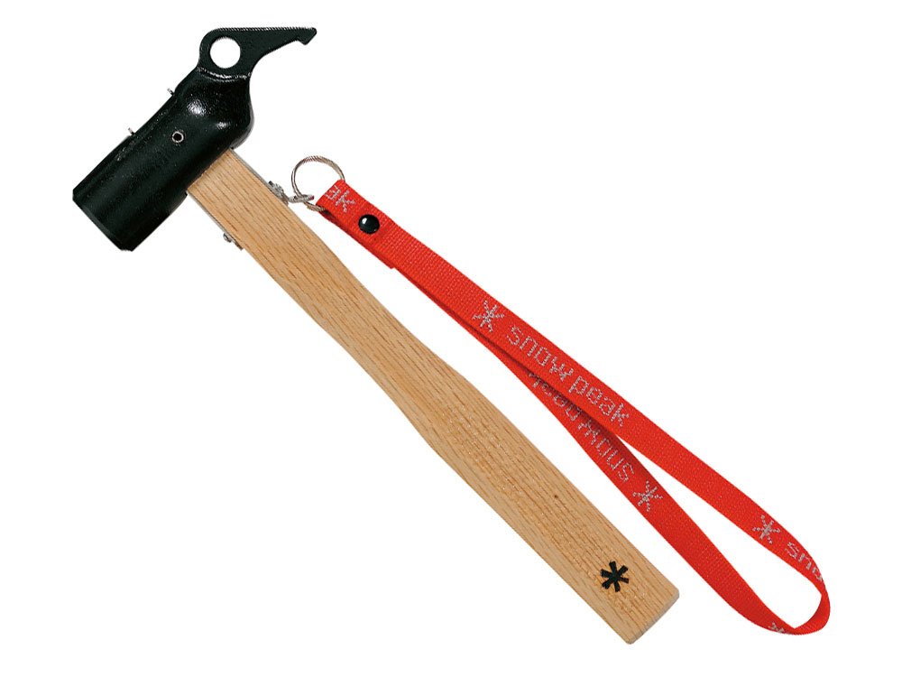 Snow Peak peg hammer with forged steel head for strong, reliable peg driving.