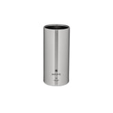 Snow Peak Shimo can cooler in hand, vacuum-insulated for a cooler drink.