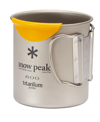 Snow Peak TI600 mug with folding handle for compact backpacking