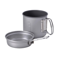 Snow Peak Trek 900 Cookset with pot and frypan ready for camp meals on trail