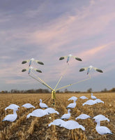 SnowDown Decoys four-arm rotary flyer demonstrates lifelike motion to lure distant geese.