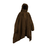 Snugpak poncho liner with hood and drawcord for customizable warmth outdoors.