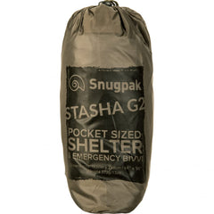 Snugpak Stasha Olive tarp in use as a versatile shelter against sun and rain.