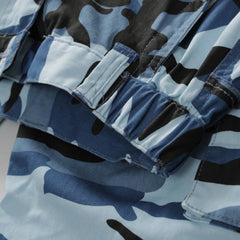 Sobrisah Blue Black Camo Pants drawstring ankle detail demonstrates customizable leg opening.
