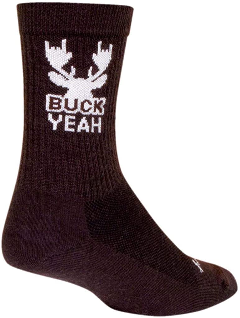 SockGuy Buck Yeah wool socks, earthy brown, front view with 6-inch cuff for all-day comfort.