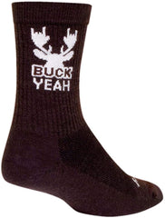 SockGuy Buck Yeah wool socks, earthy brown, front view with 6-inch cuff for all-day comfort.