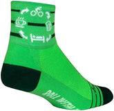 SockGuy Classic 3in Cycle sock front view showing moisture-wicking performance for long rides.