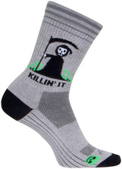 SockGuy Killin It Crew Sock cuff six-inch design for secure wear.
