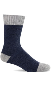 Sockwell Marl Mixer Crew Denim front view shows breathable warmth with merino and alpaca blend