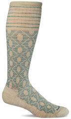 Sockwell women's etched sock barley closeup highlights breathable merino blend for all-day comfort