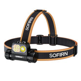 Sofirn HS22 headlamp front view with secure adjustable strap for night hikes