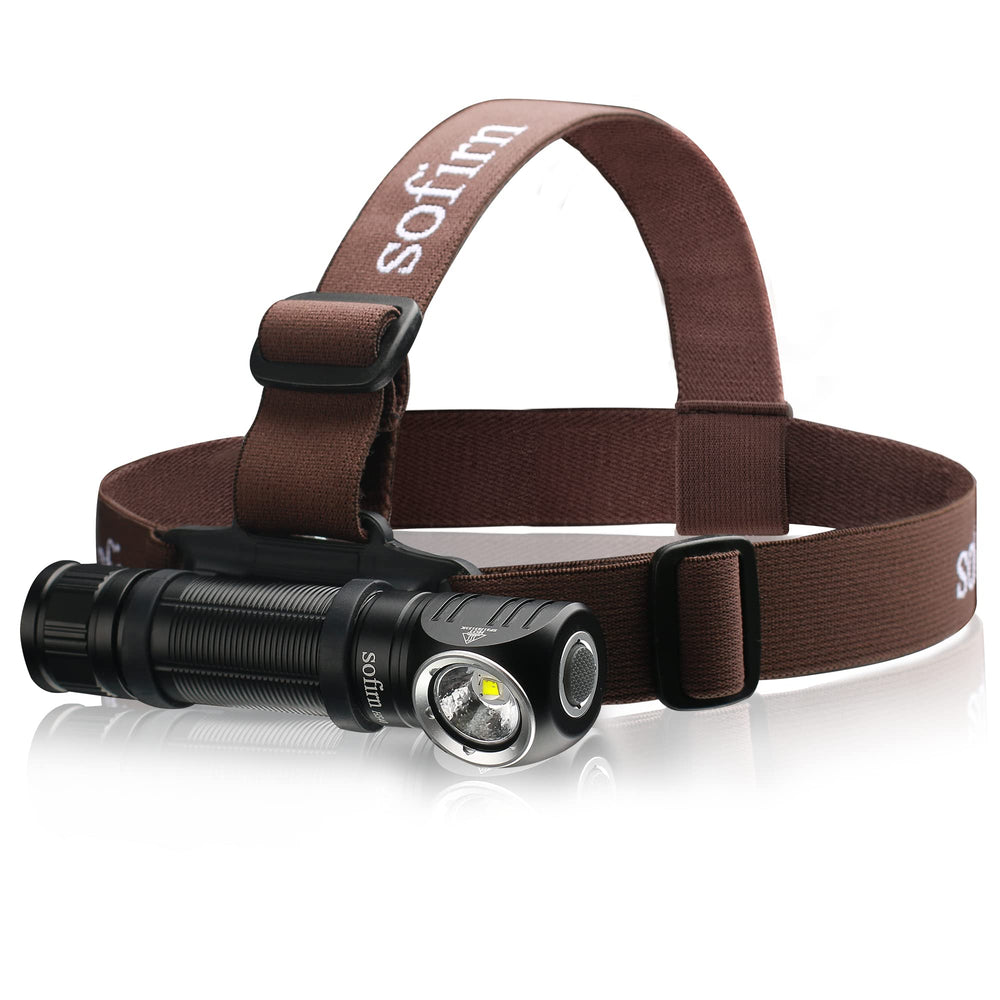 Sofirn HS40 headlamp beam at full brightness for night hiking visibility.