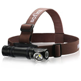 Sofirn HS40 headlamp beam at full brightness for night hiking visibility.