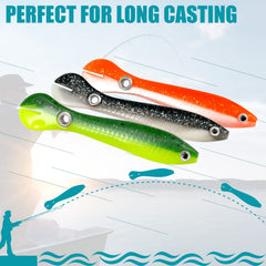 Pack of 10 soft plastic lures with glossy finish