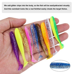 Nine color paddle-tail swimbaits for various water conditions
