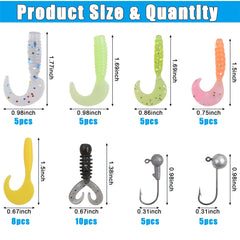 Assorted soft plastic crappie lures and jig heads