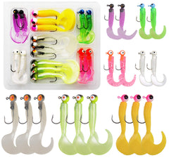 Soft plastic fishing lure jig head kit 17pcs - assorted colors