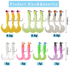Assorted bright color soft lures included in kit