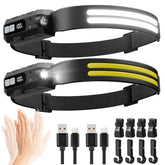 Sogdeco LED headlamp with dual strips providing bright broad beam for camping and hikes