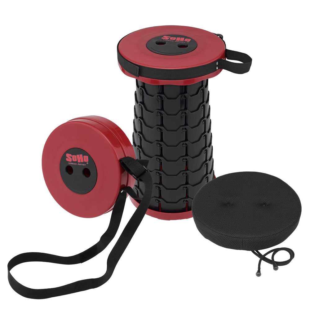 SoHo Urban Artist collapsible stool closed with cushion for travel