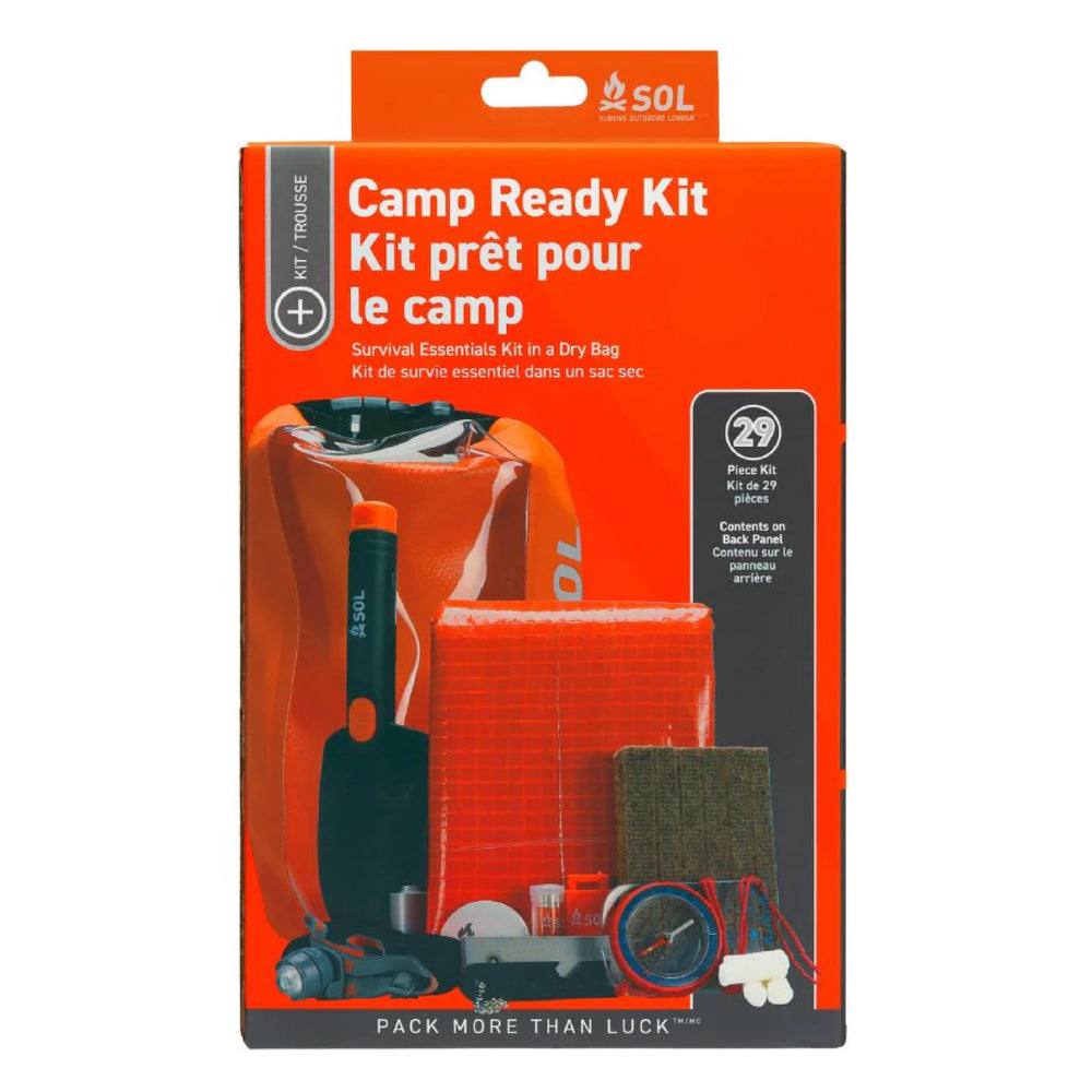S.O.L Camp Ready kit with 4L dry bag front panel keeps gear dry and easy to locate