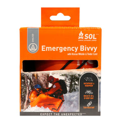 S.O.L. emergency bivvy rolled compact, ideal for quick backpack storage.