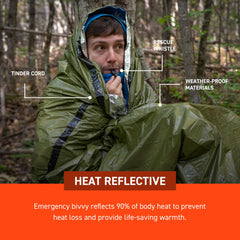 S.O.L. Emergency Bivvy survival-whistle included for outdoor signaling and safety.