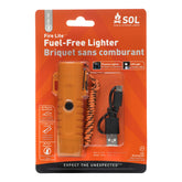 S.O.L. Fire Lite windproof lighter button demonstrates easy ignition in windy conditions.