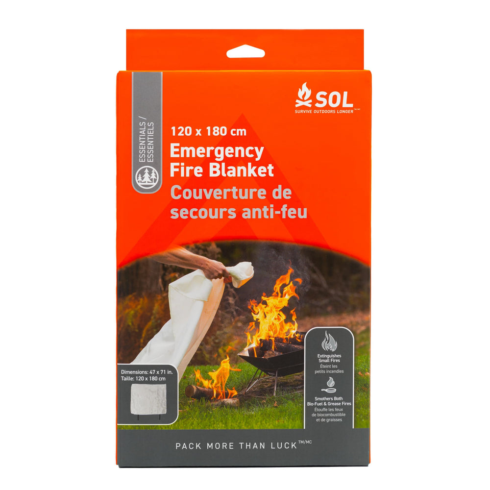 S.O.L. fire blanket storage pouch keeps emergency gear visible and ready in kitchen or car.