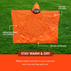 Sol S.O.L. poncho tear-resistant material delivers durability in rugged outdoor use.